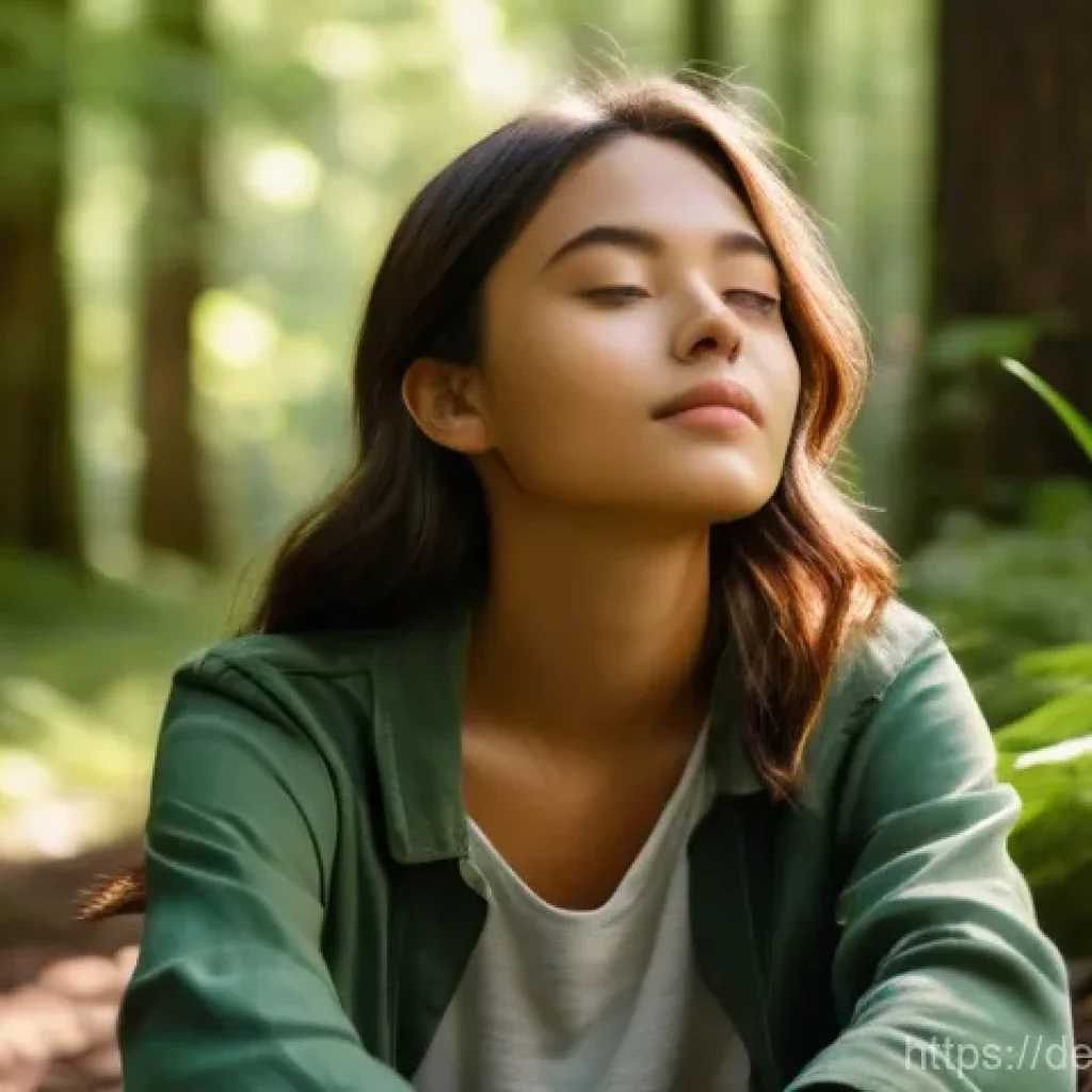 포지티브 심리학을 기반으로 한 감정 관리 워크숍 - A young person (around 15-18 years old), fully clothed in comfortable, casual attire, sits peacefull...