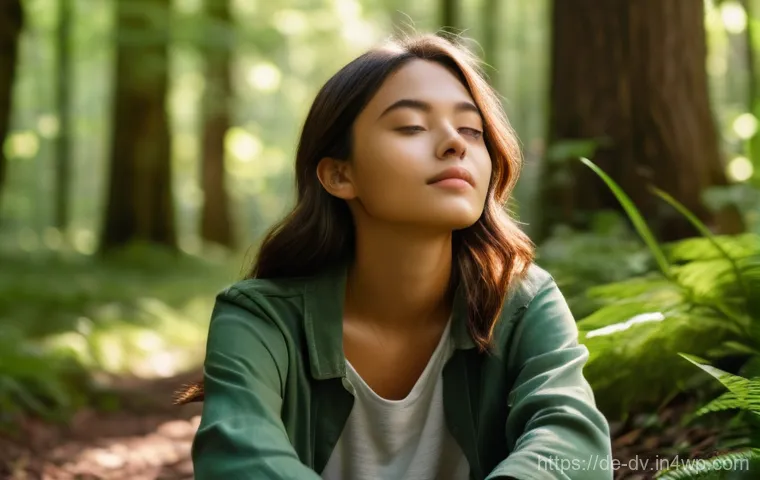 포지티브 심리학을 기반으로 한 감정 관리 워크숍 - A young person (around 15-18 years old), fully clothed in comfortable, casual attire, sits peacefull...