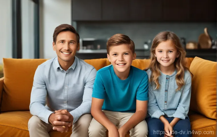 포지티브 심리학을 통한 행복한 가족 만들기 - **Family Strengths Unleashed**
A vibrant, medium-shot, family portrait featuring two parents, a ...