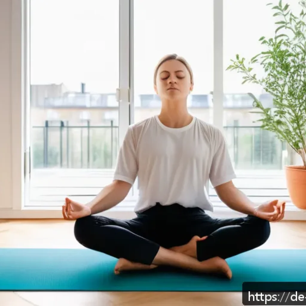 포지티브 심리학의 최신 연구 동향 - A serene morning scene in a modern German apartment featuring a young adult practicing mindful medit...